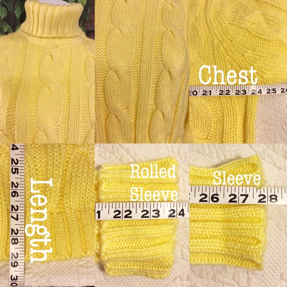 Vintage Chunky Cable Knit Yellow Turtleneck Sweater - Picture 3 of 4